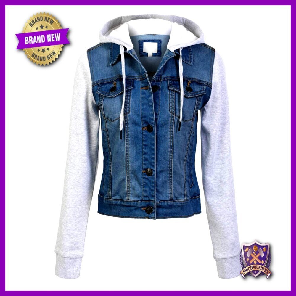 Classic Casual Hooded Denim Jacket Y2K Retro Chic Oversized Fit Button Closure